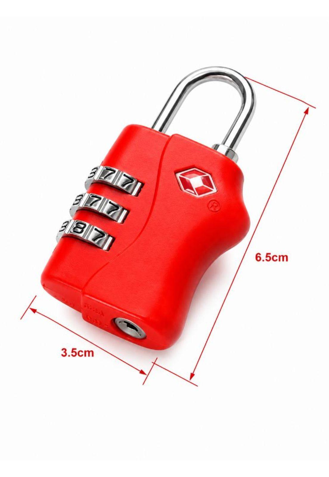 Candado Tsa 33mm Seguridad Maleta Locker  LLAVE Y CLAVE Rojo-3