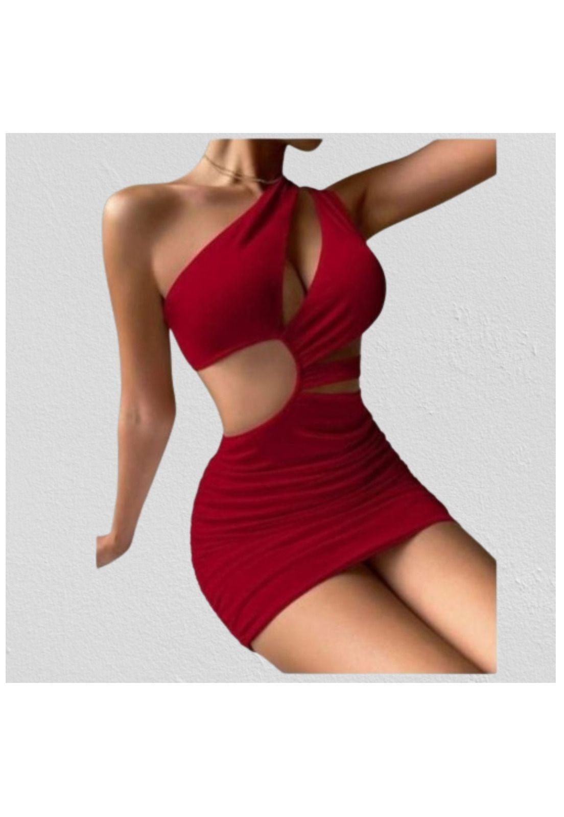 Vestido Hombro Cruzado Escote Lateral Horma Sirena Elegante-2