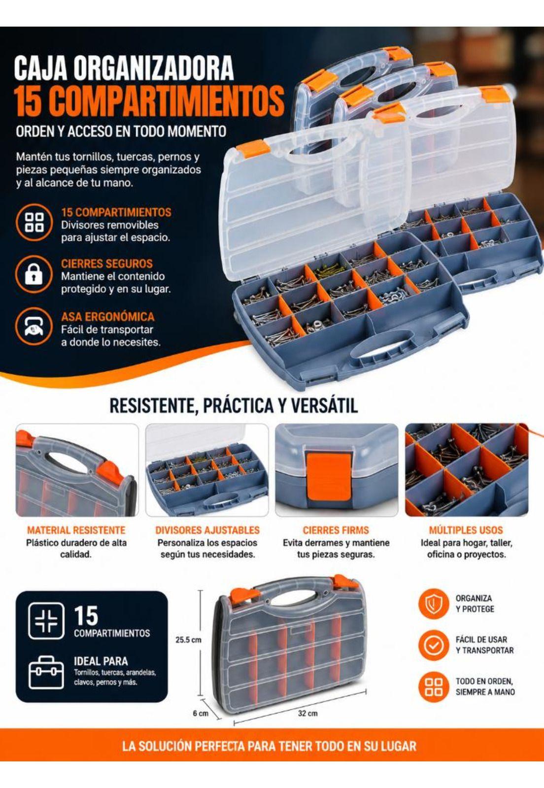 Caja Organizadora De Plástico 15 Compartimientos Kendo 90224-5