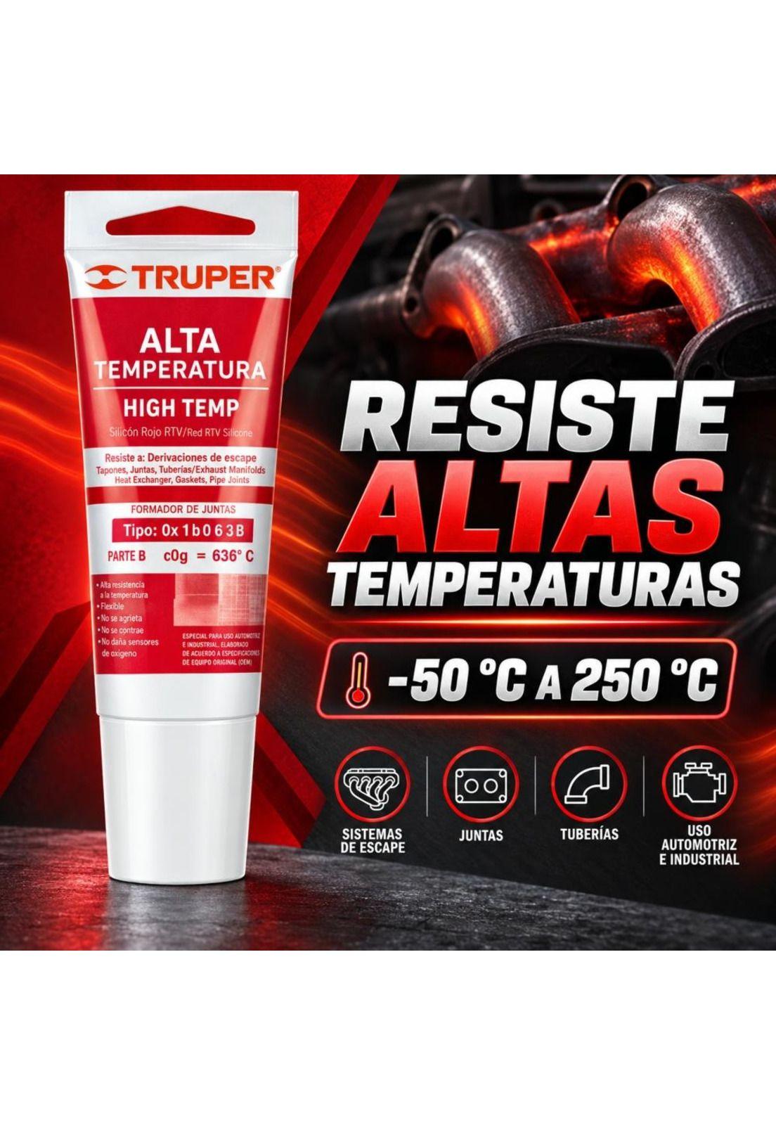 Silicona Sellador Rojo Para Altas Temperaturas 85g Truper-7