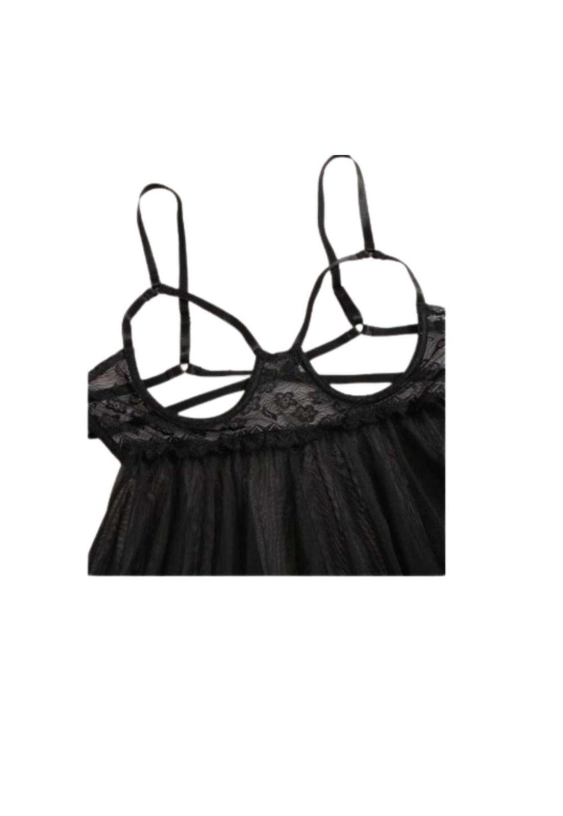 Lenceria Vestido Senos Libres Tanga Entrepierna Abierta Sexy-2