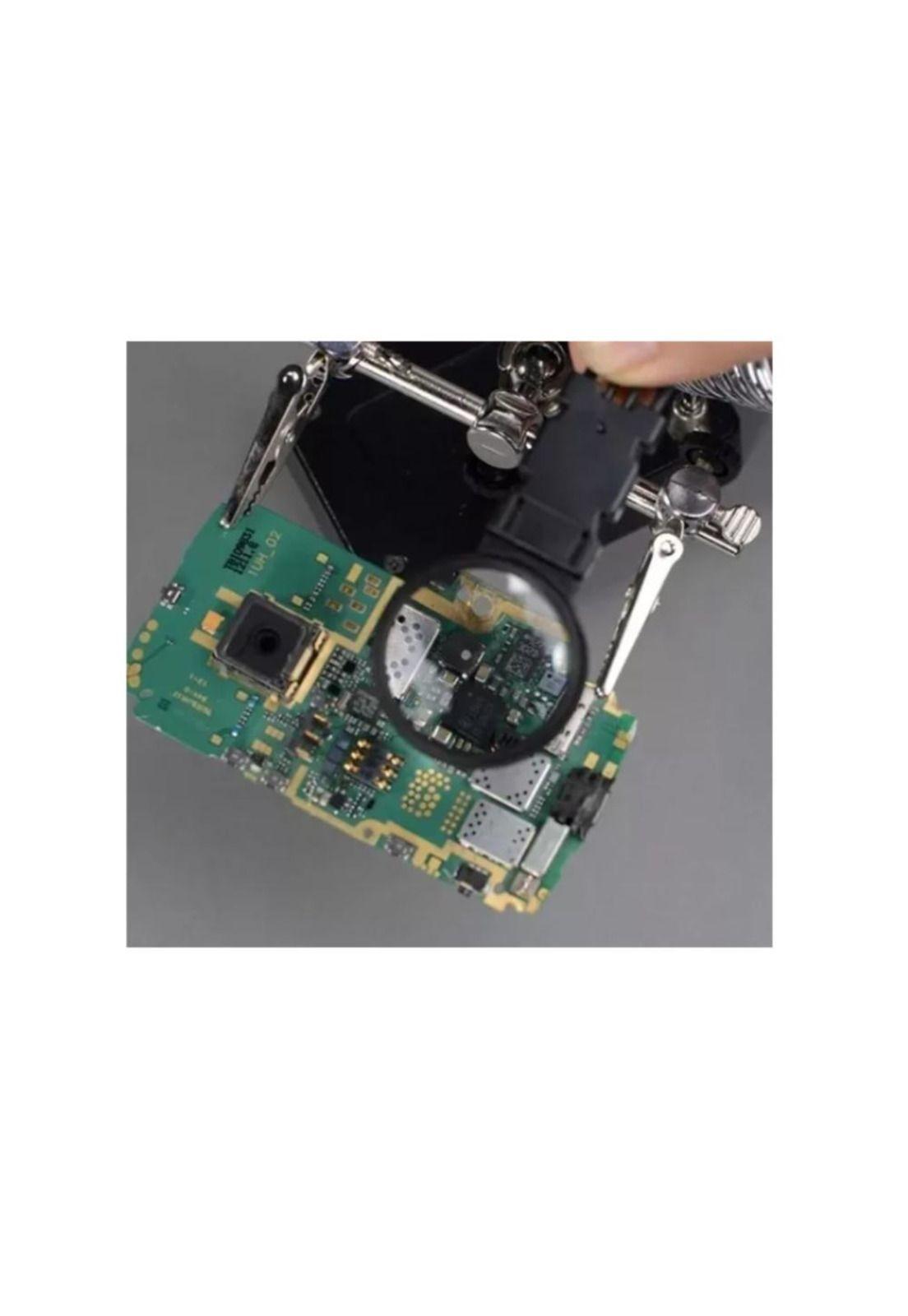 Lupa Brazo Escritorio Soporte Pinza Luz Led Tercera Mano-4
