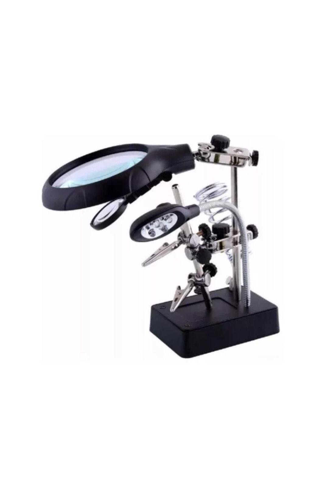 Lupa Brazo Escritorio Soporte Pinza Luz Led Tercera Mano-5