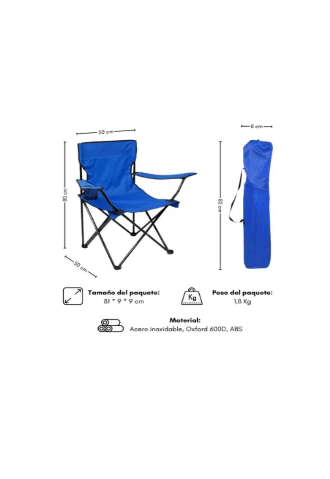 Silla Plegable De Playa Camping Pesca Picnic Con Porta Vaso-5