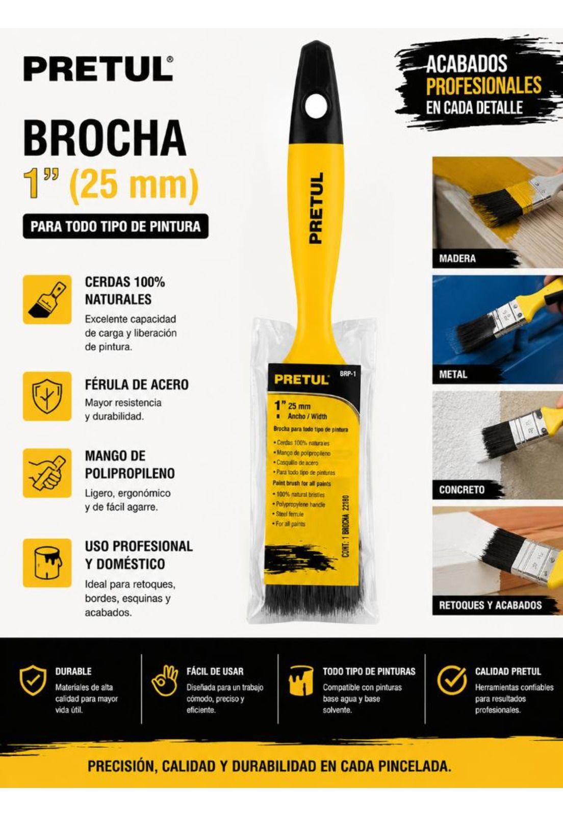 Brocha Para Pintar Ultraresistente 1(2,5cm) Pretul-2