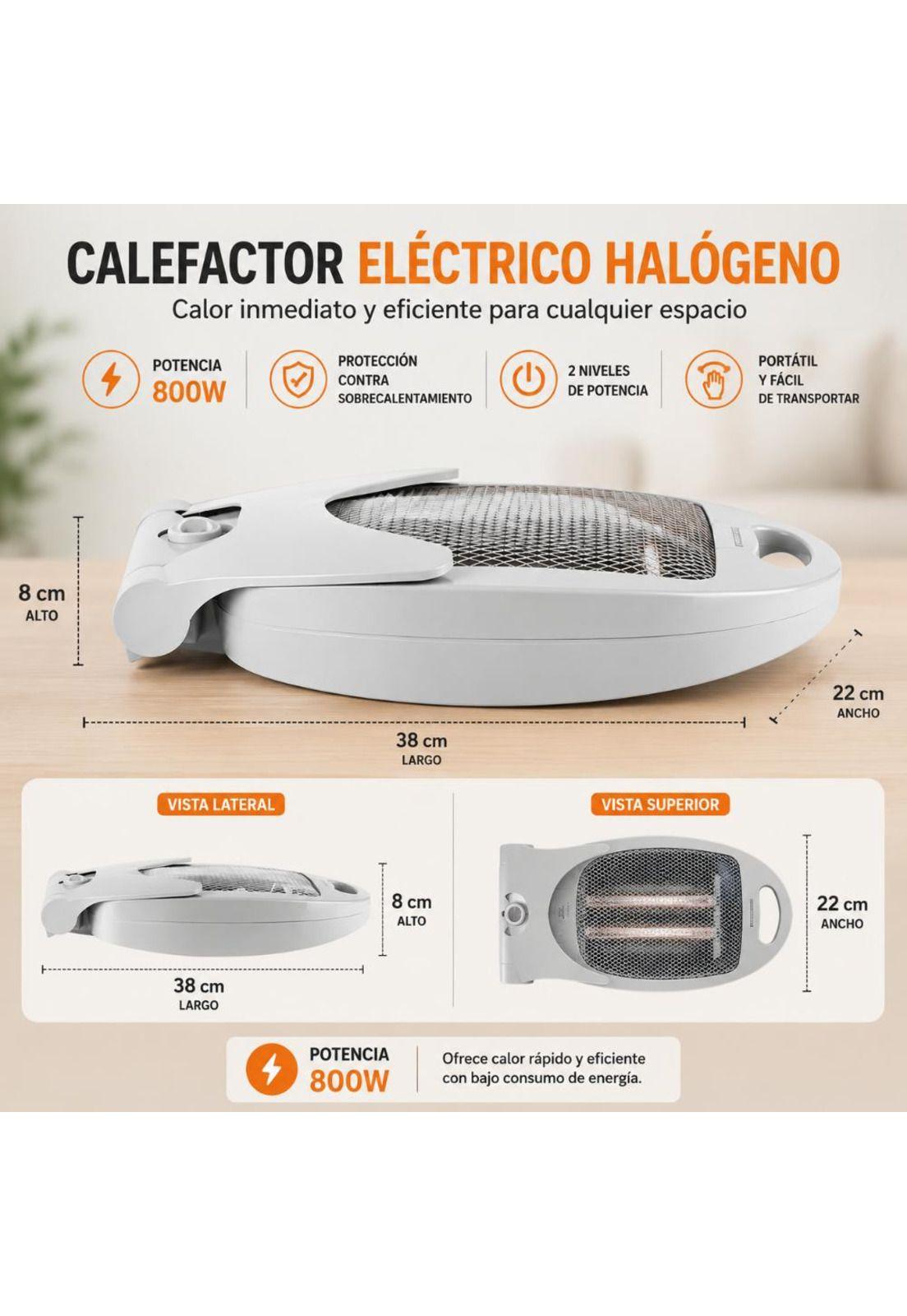 Calefactor Eléctrico Halógeno Portátil Estufa 800W Rejilla-5