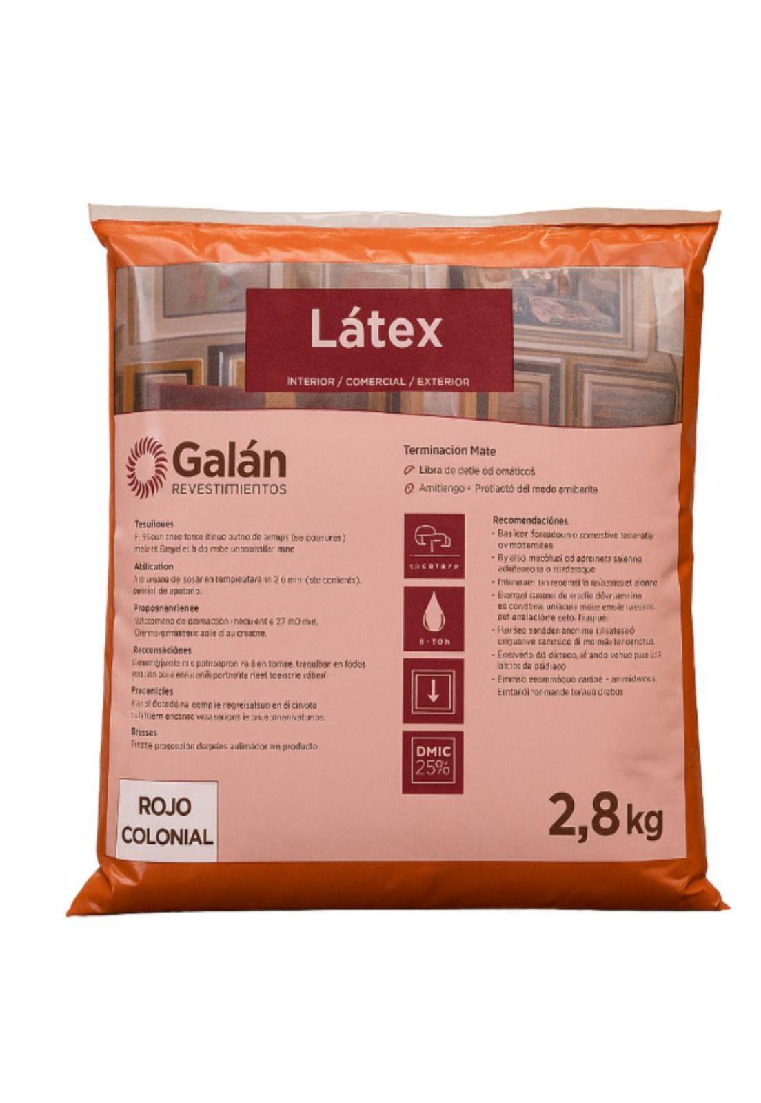 Pintura En Bolsa Latex 2.8 Kilos Rojo Colonial Galan-0