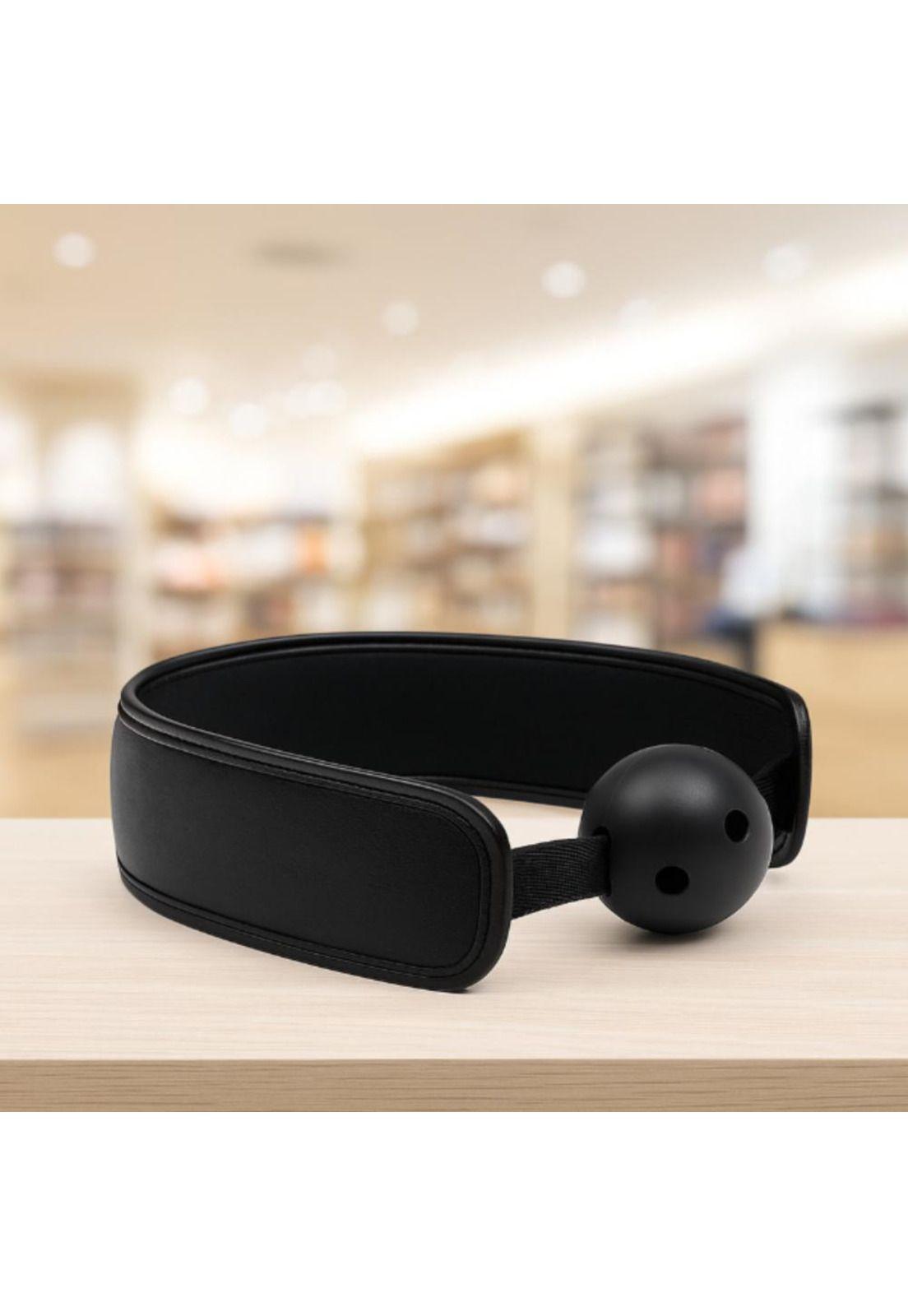 Mordaza Negra Profesional en Cuero con Bola de Goma-1