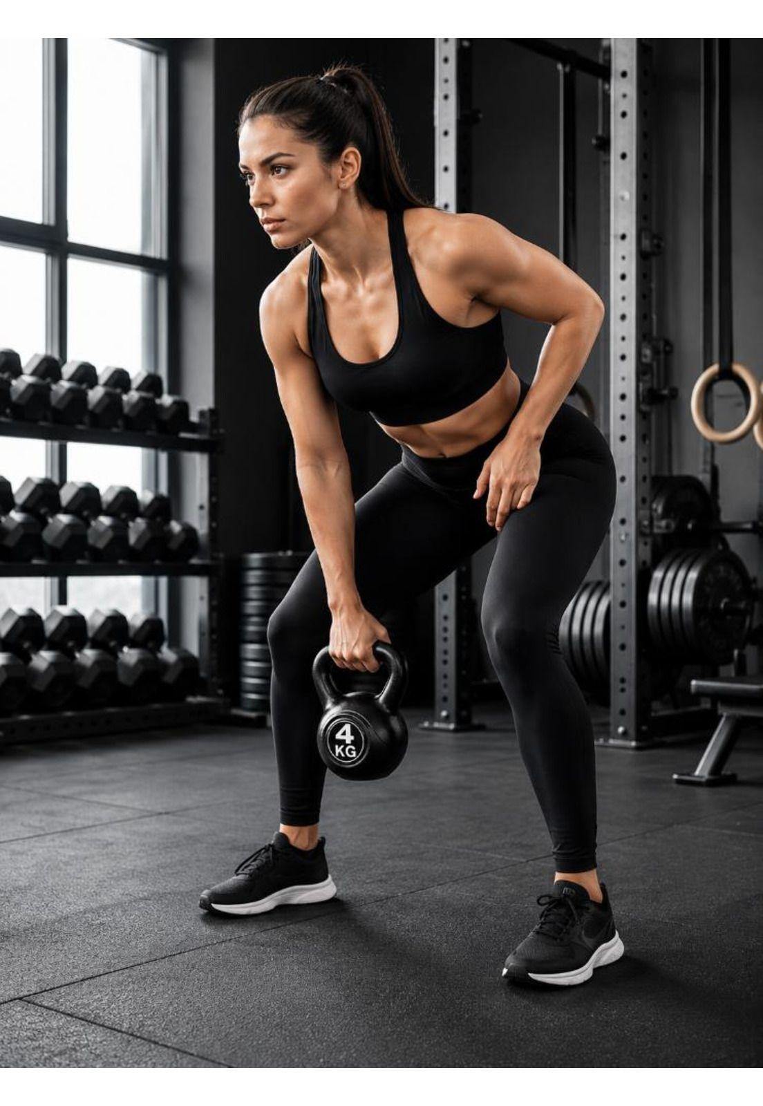Pesa Rusa Kettlebell 4kg EntrenamientoCrossfit Fitness Negro-3