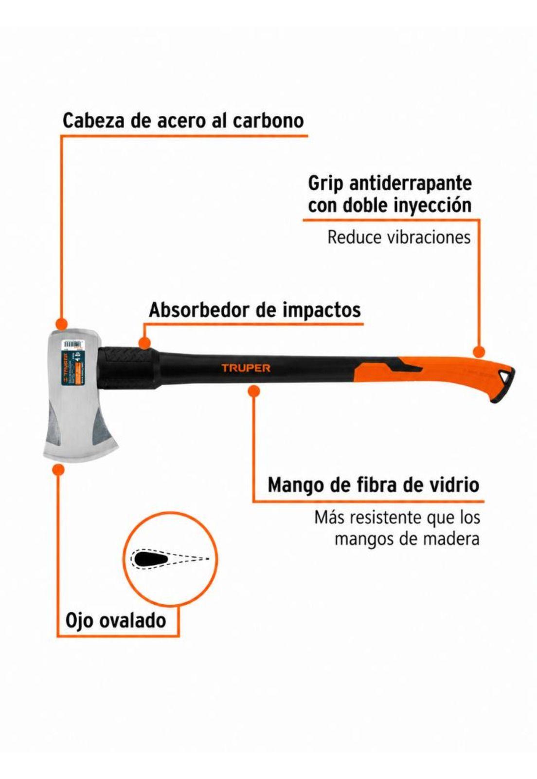 Hacha Michigan Para Partir Madera Mango Fibra 4lb Truper Ex-2