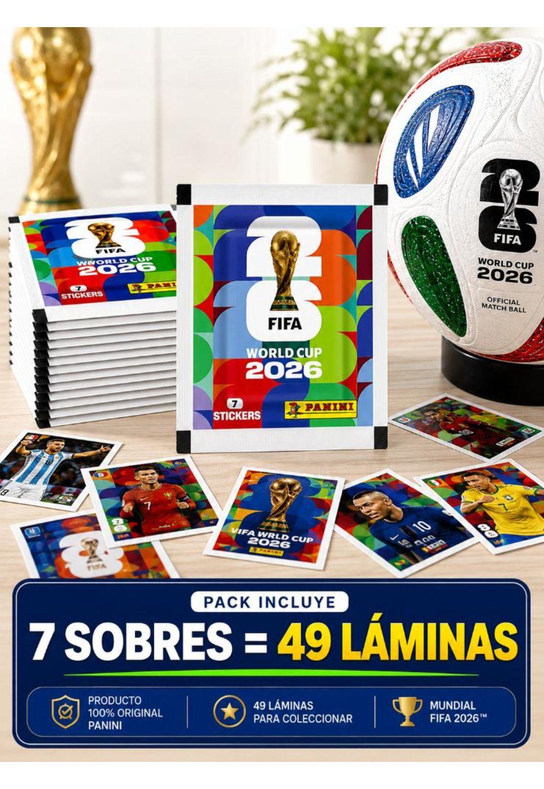 Pack 7 Sobres Panini Mundial 2026 49 Láminas Originales-5