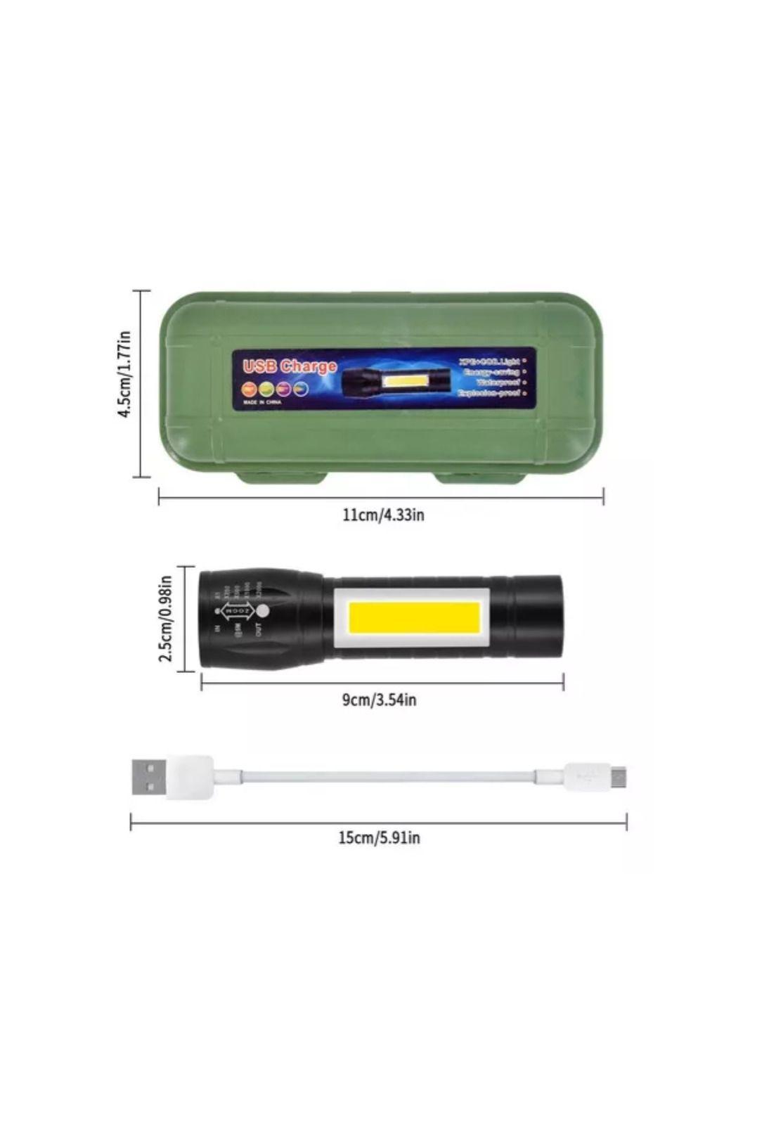 Mini Linterna Led De Mano Recargable USB Gancho 525 Con Zoom-4