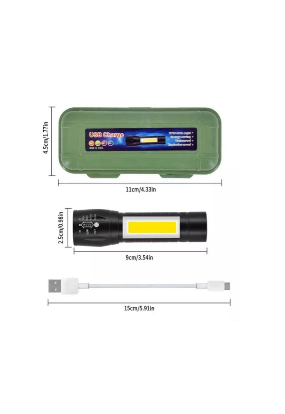 Mini Linterna Led De Mano Recargable USB Gancho 525 Con Zoom-4