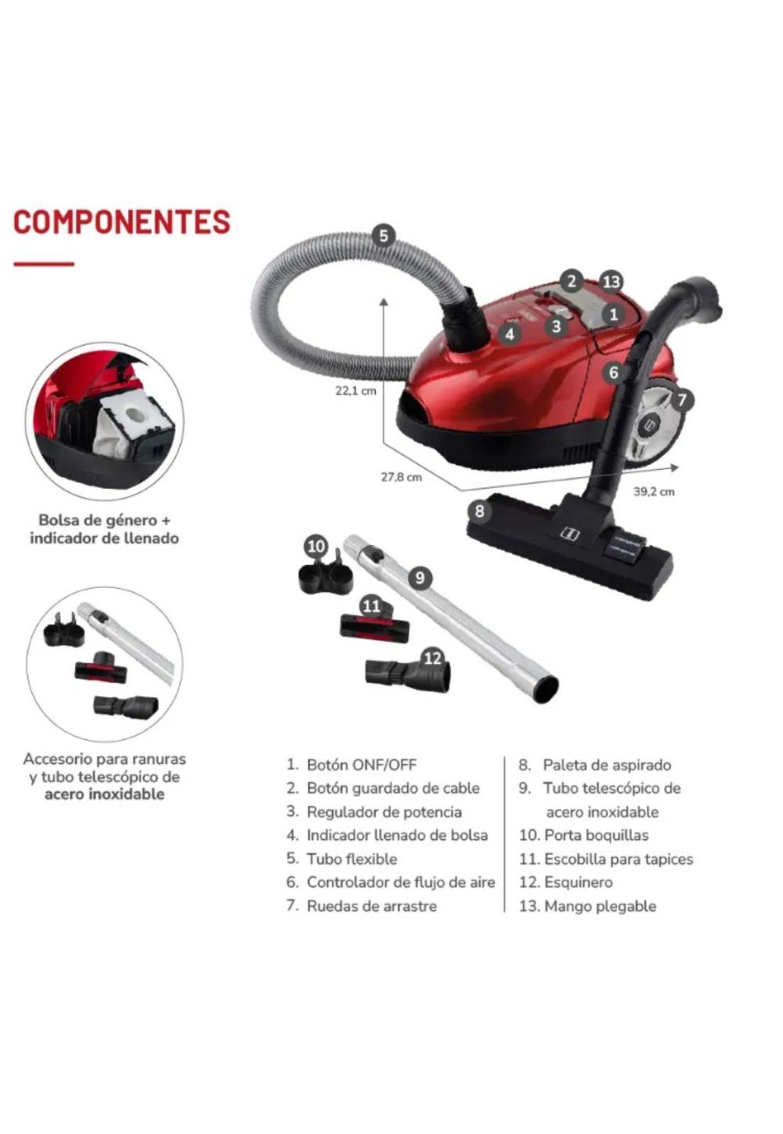 Aspiradora Bolsa Thomas TH-1640 Potente 1600W Arrastre-4