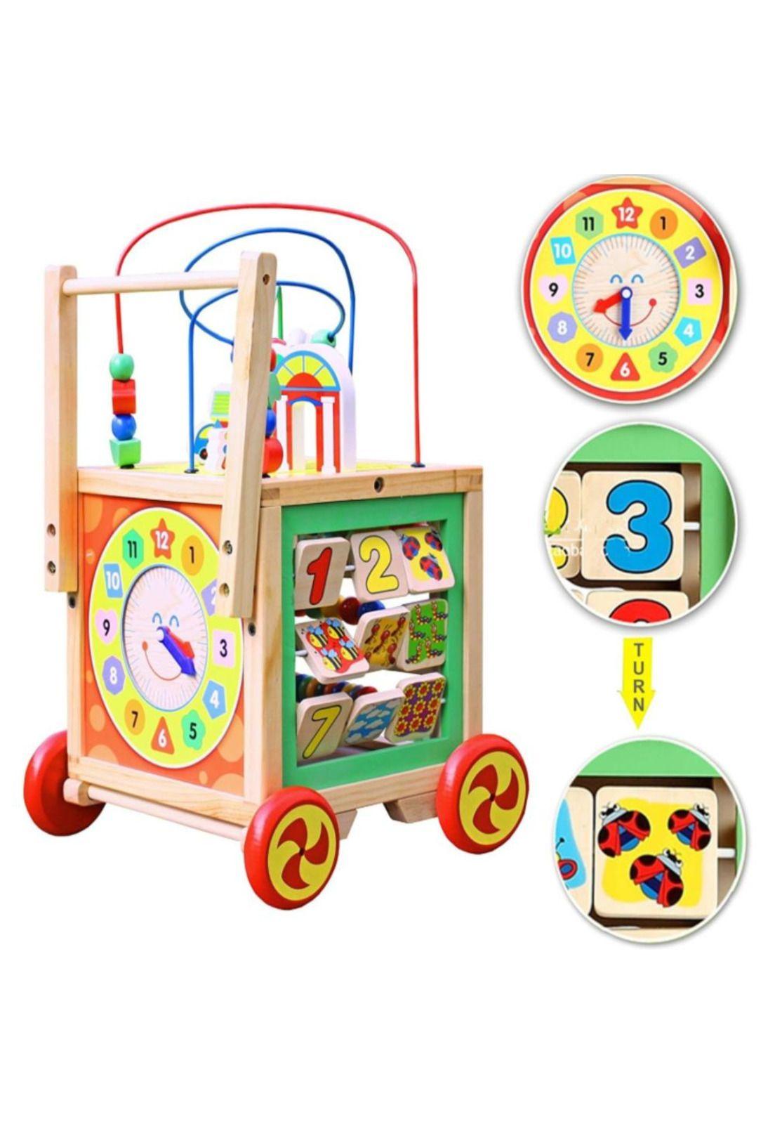 Andador Educativo de Madera con Actividades para Bebés-0