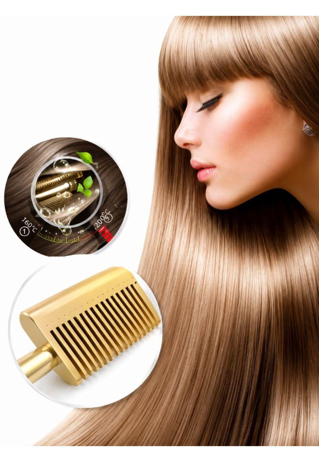 Peine Cepillo Alisador Profesional Gold Ceramic Unisex-6