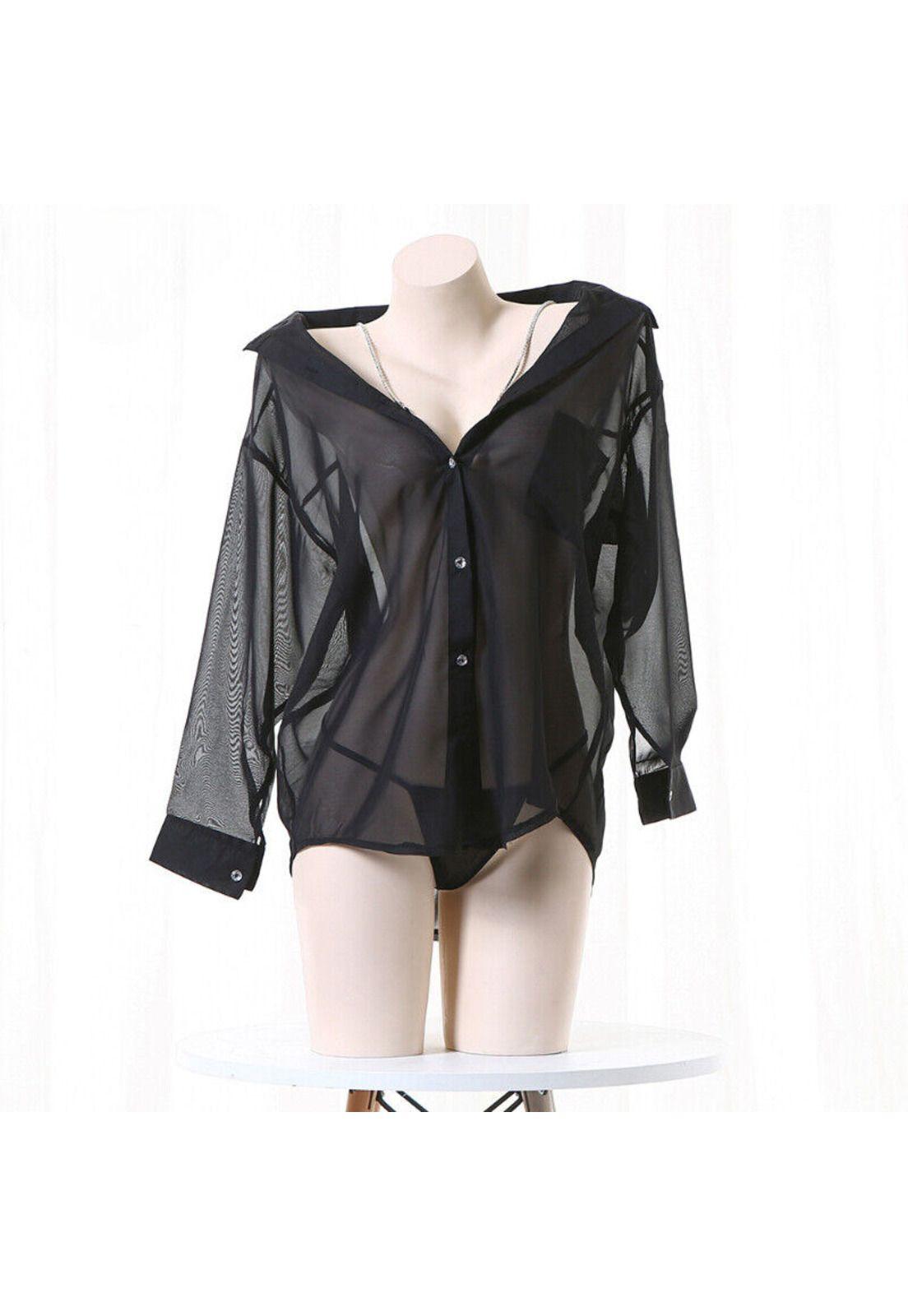 Conjunto Pijama Lenceria Mujer Camisa con tirantes sexy 2023-4
