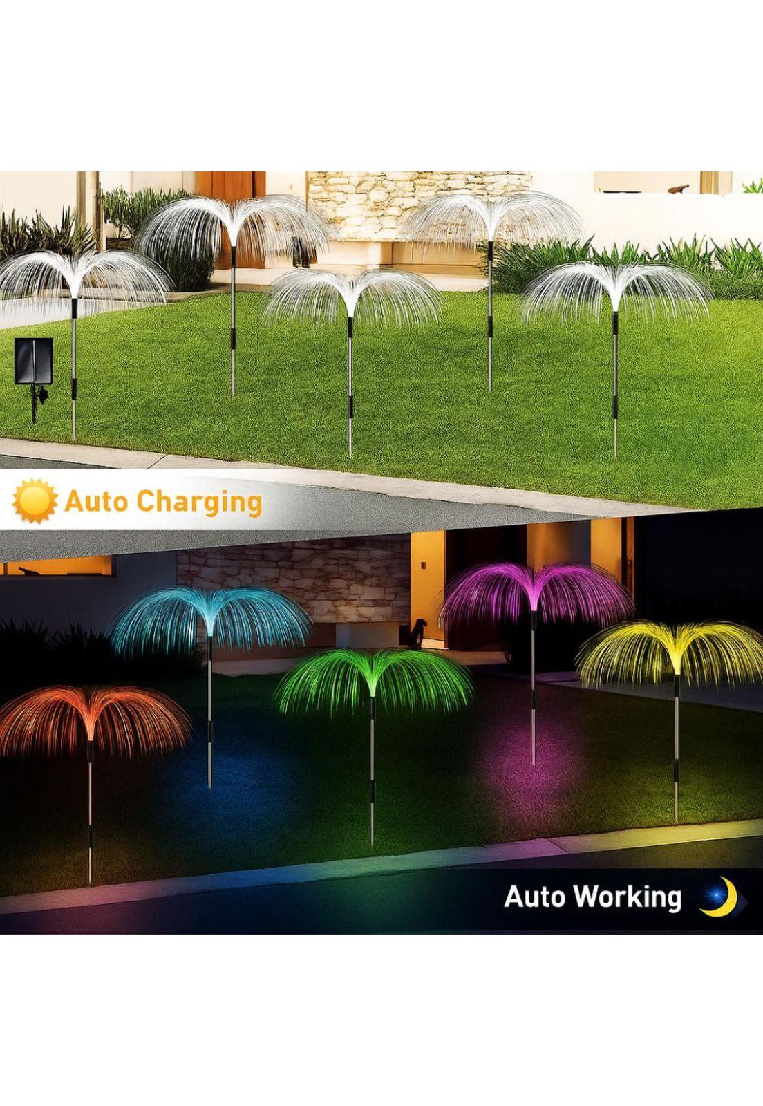 Set 2 Luces Solares Tipo Medusa Jardín  RGB Multicolor Hogar-3