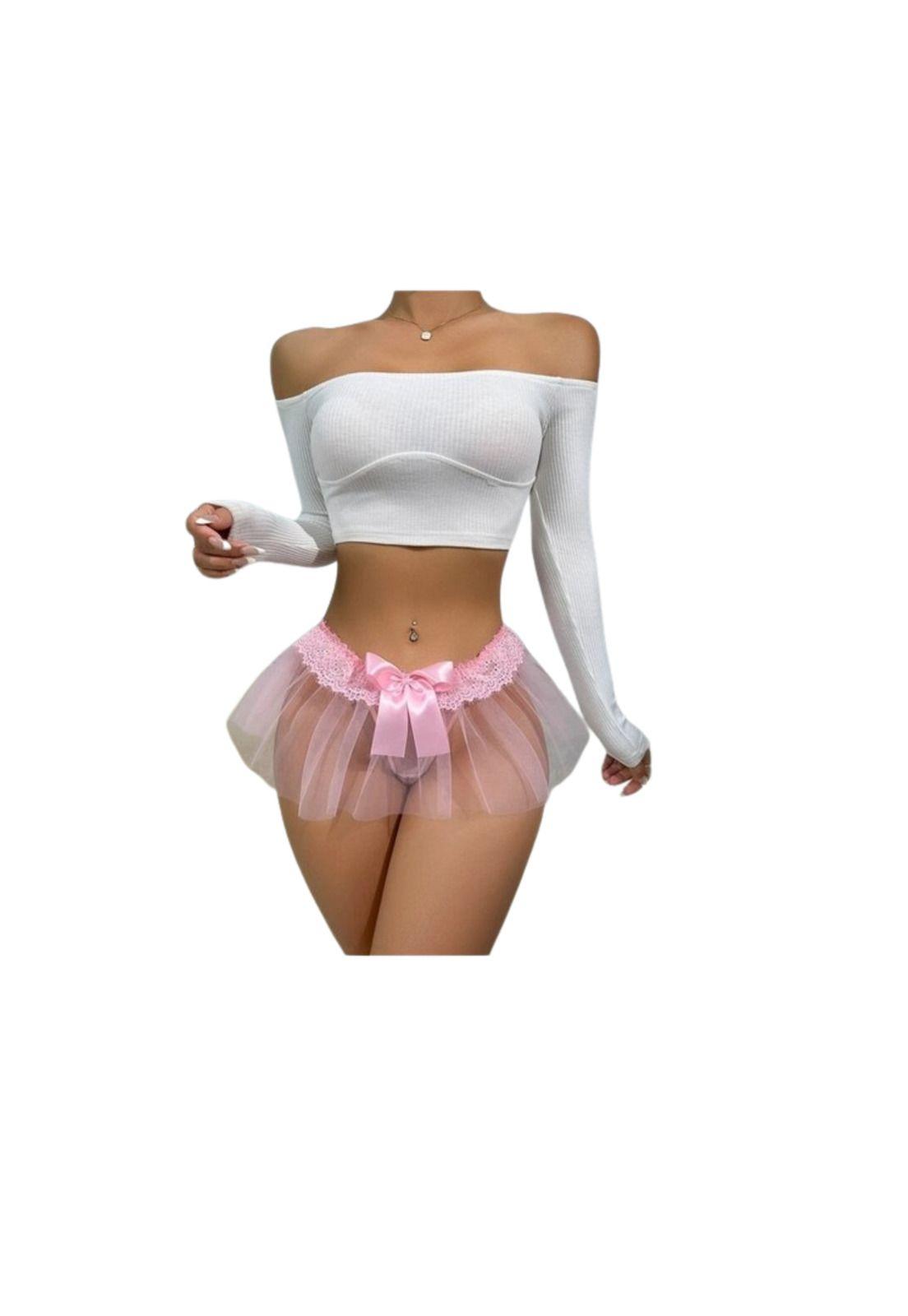 Lenceria Sexy para Mujeres Colales con Malla rosa-0