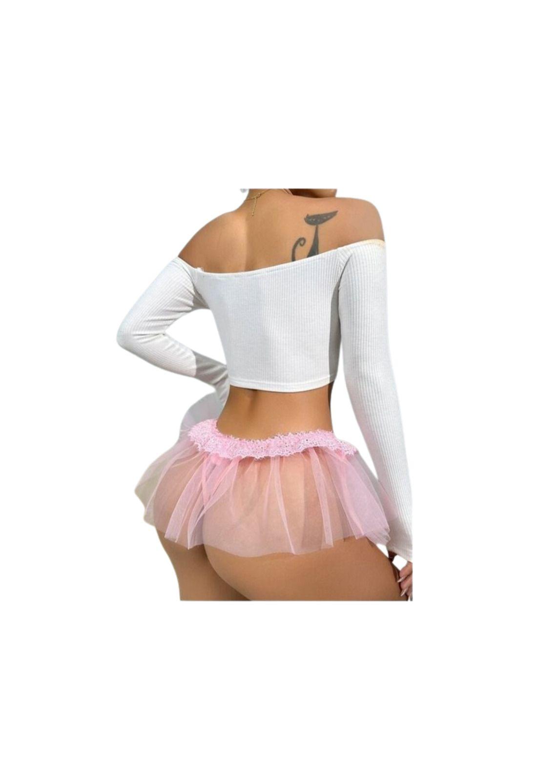 Lenceria Sexy para Mujeres Colales con Malla rosa-1