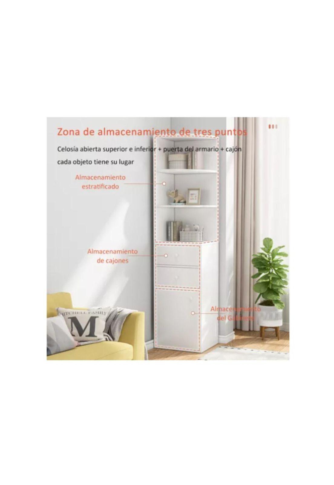 Estante Librero Esquinero de Madera Con 2 Cajón Puerta-4