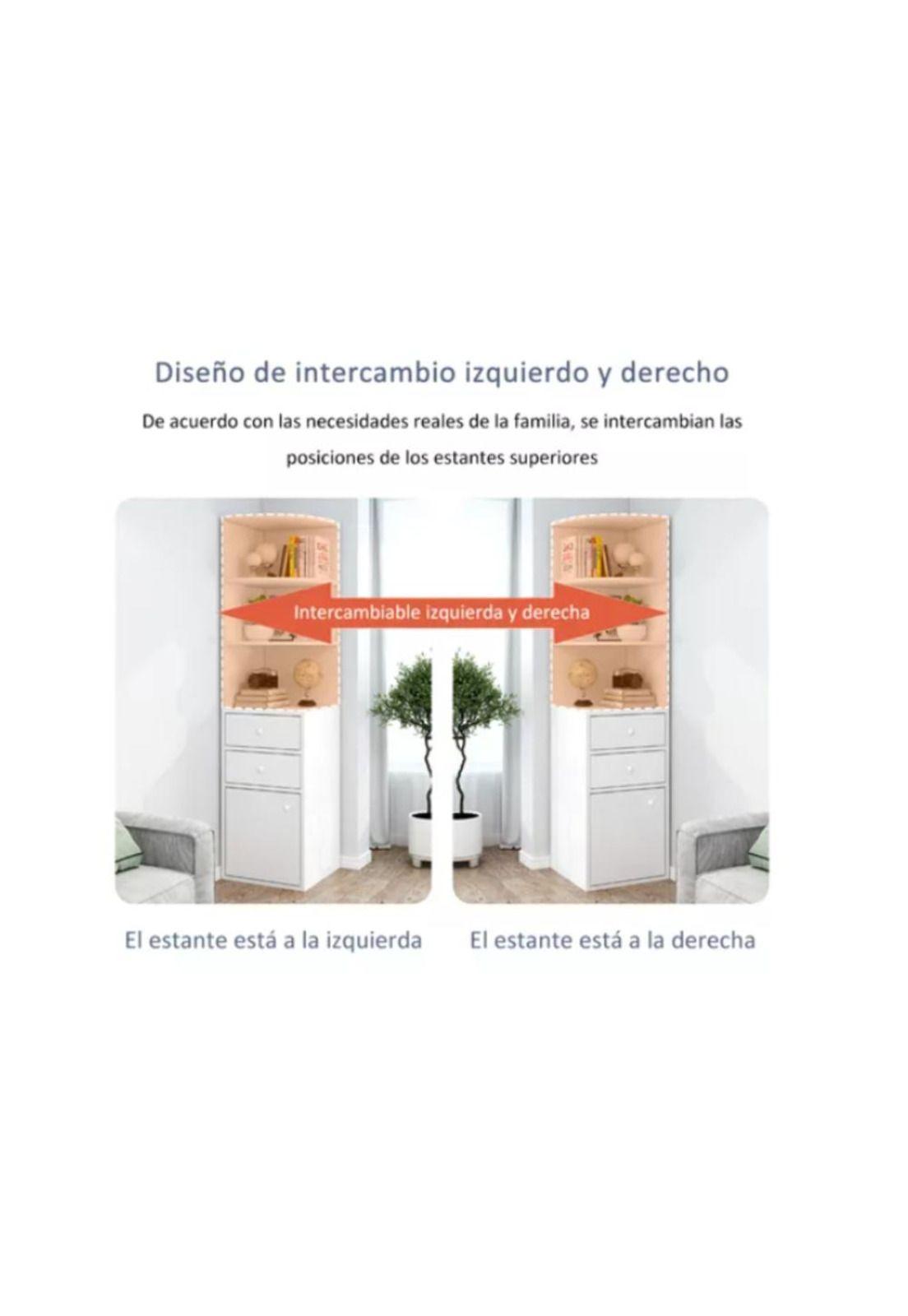 Estante Librero Esquinero de Madera Con 2 Cajón Puerta-5