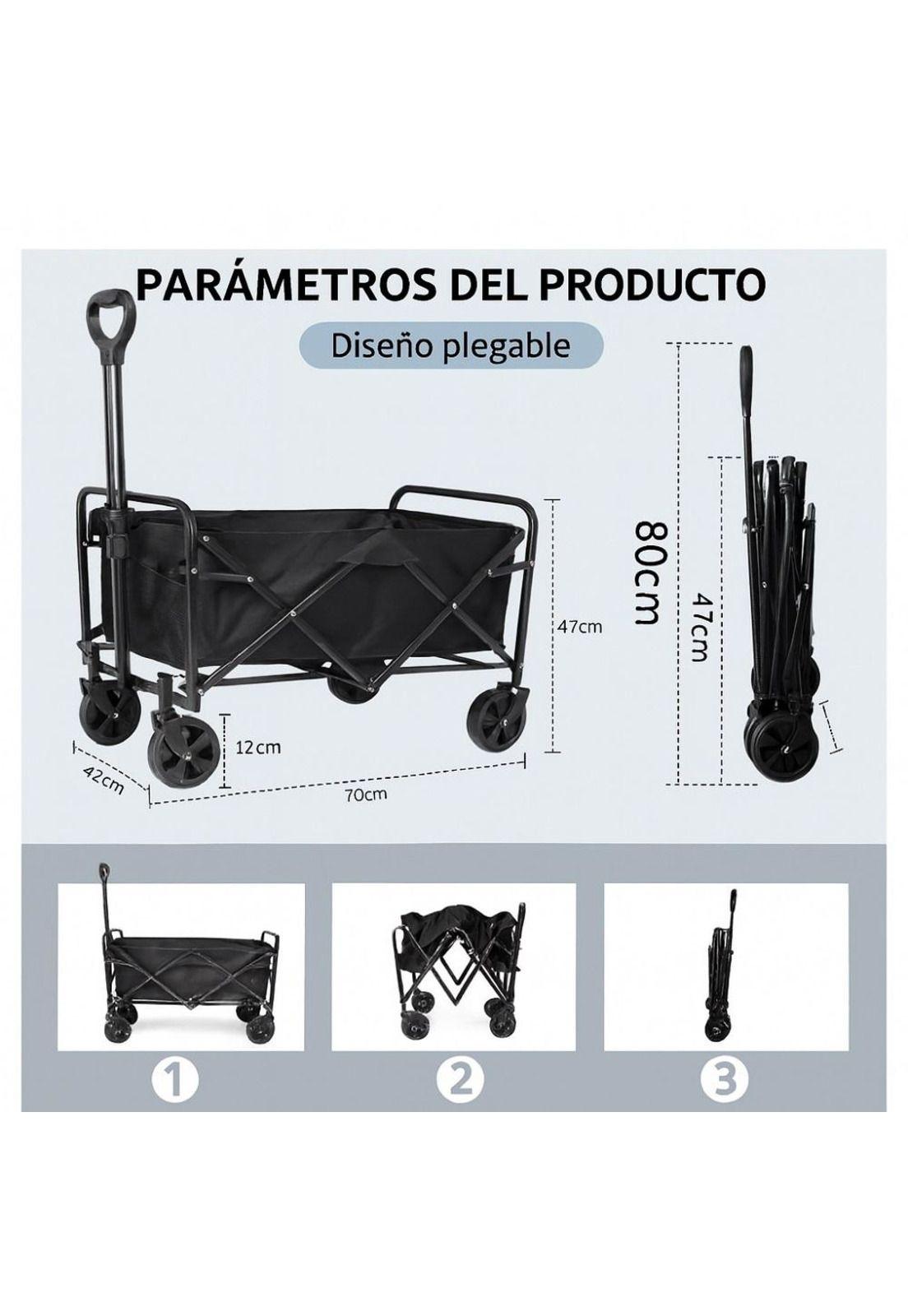 Carrito Arrastre Para Compras Plegable Para Camping Y Picnic-8