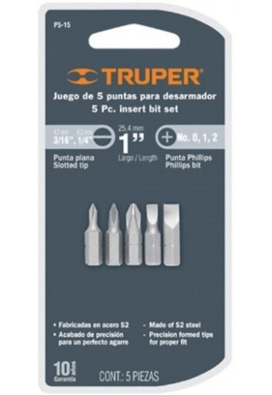 Juego De Puntas Phillips Para Desarmador 5pcs Truper-0
