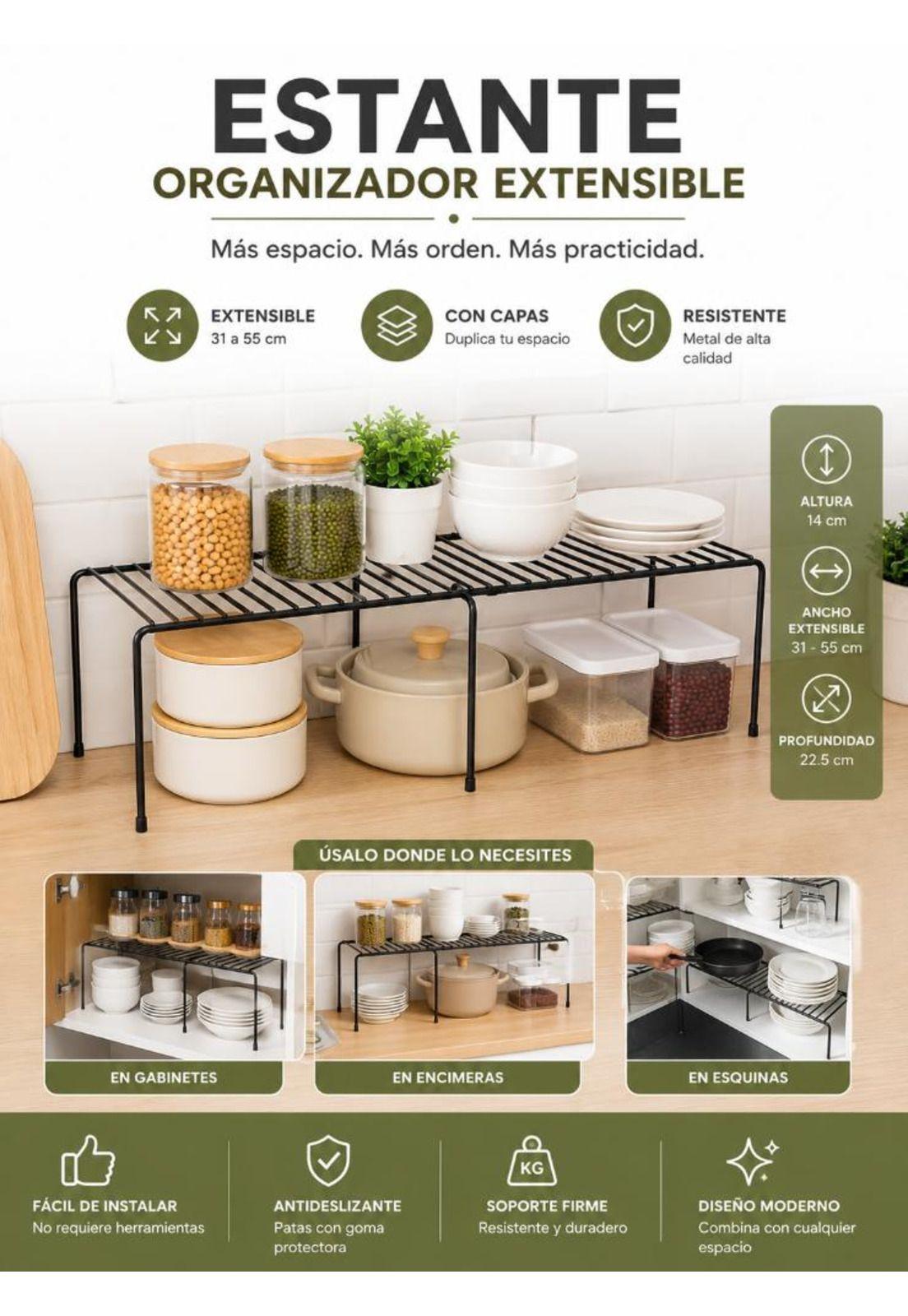 Repisa Extensible De Hierro Apilable Organizador Rack Cocina-9