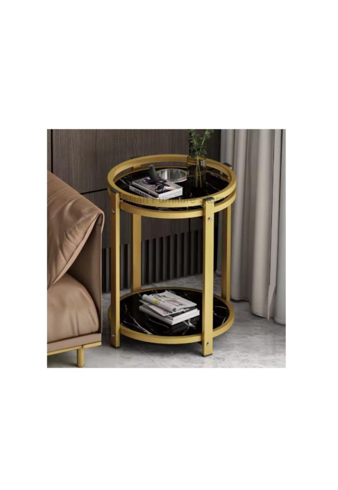 Mesa de Centro Auxiliar de Metal Moderna 2 Niveles 45x45x54-2