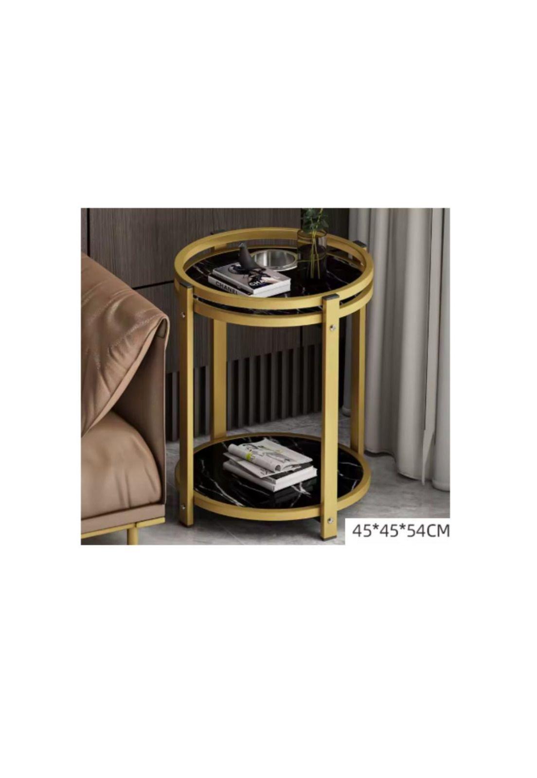 Mesa de Centro Auxiliar de Metal Moderna 2 Niveles 45x45x54-3