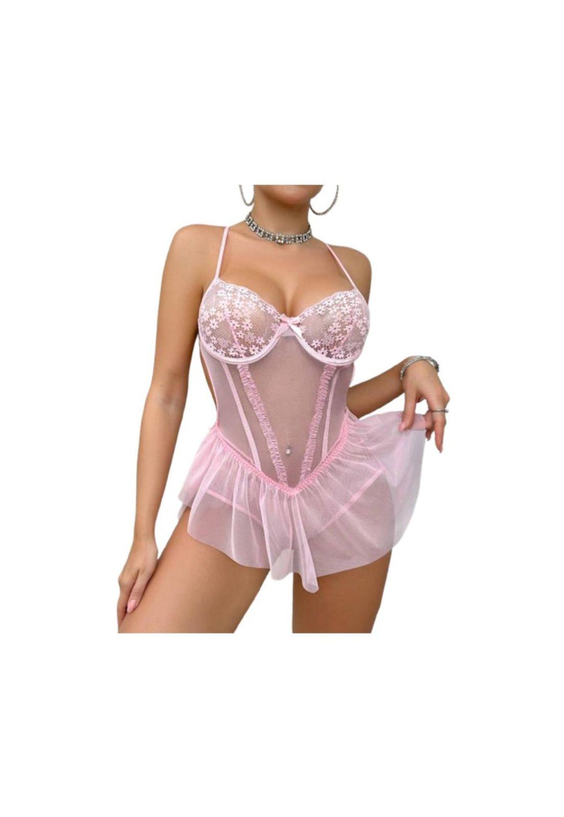 Lencería Sexy De Encaje, Parches y espalda descubierta Mujer-4