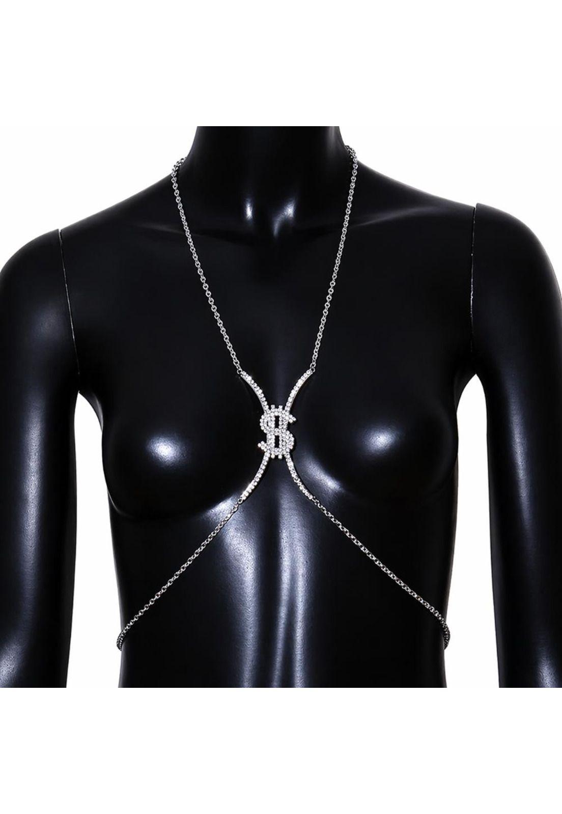 Cadena/collar Para El Cuerpo Pecho Dolar Sexy Diva Fiesta-4