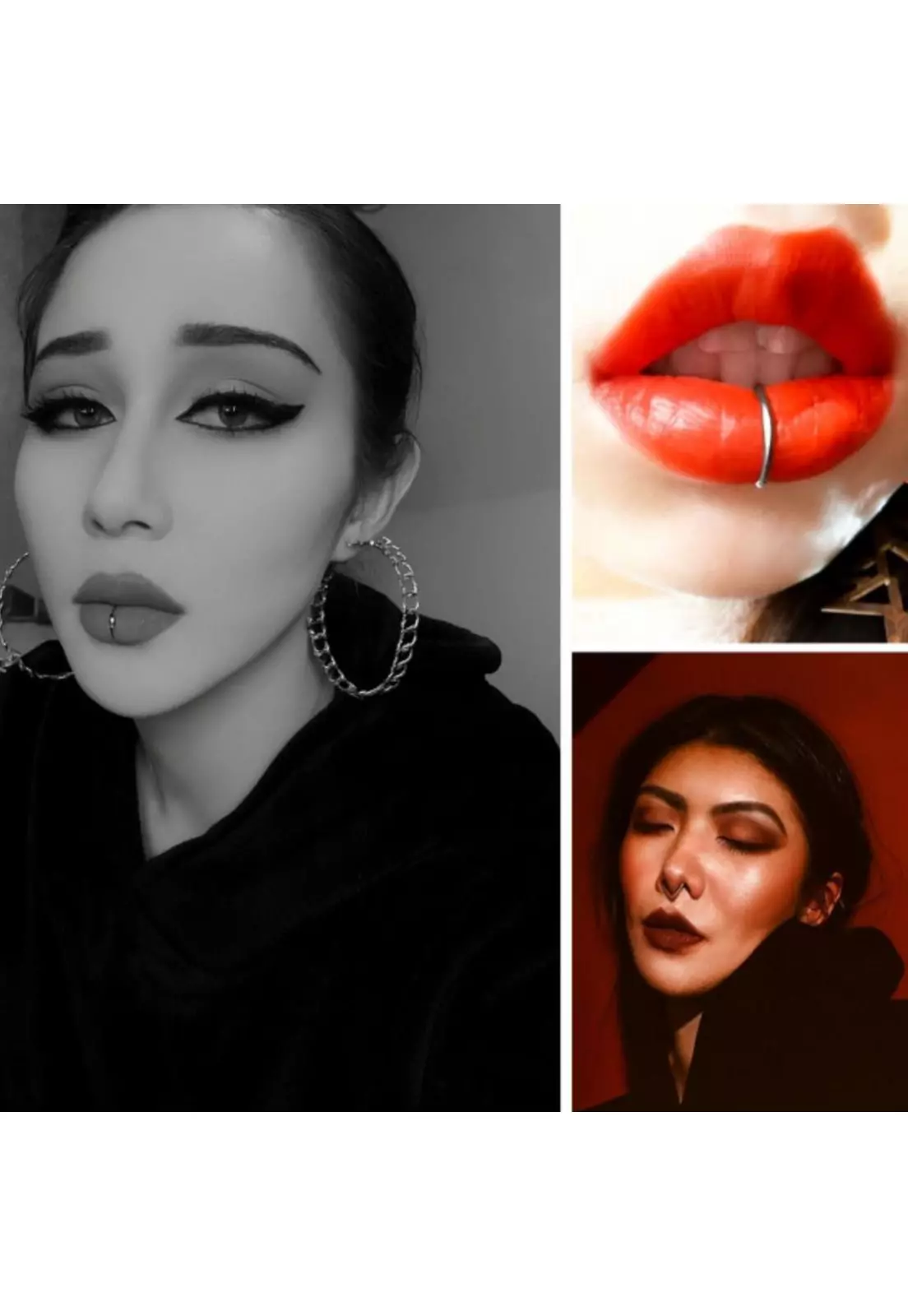 Anillo Aro Piercing de labios falso sin Perforacion-3