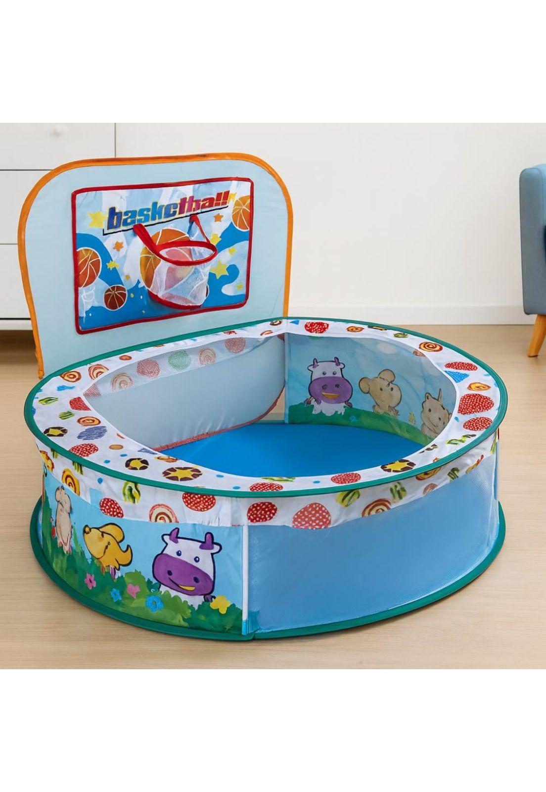 Piscina de Juegos Infantil Plegable con Canasta Basketball-2