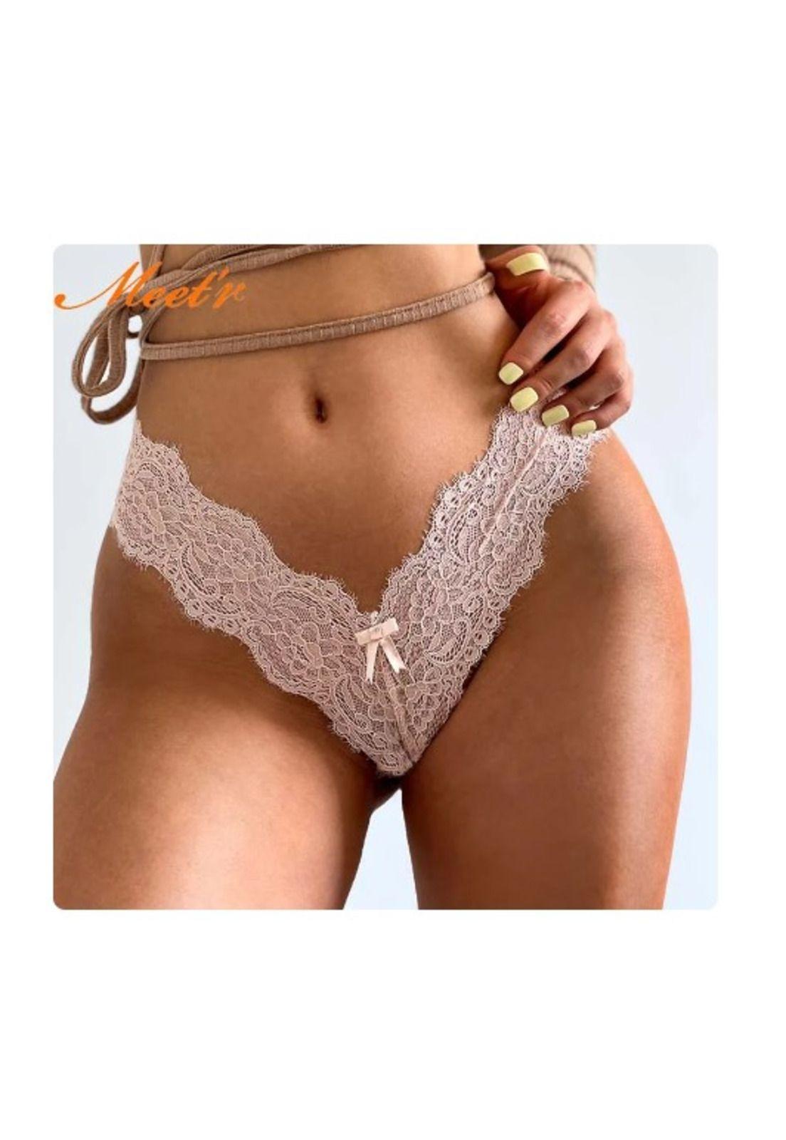 Pack 3 Tanga Braguita Encaje Bikini Sexy, Lencería transpirable-3