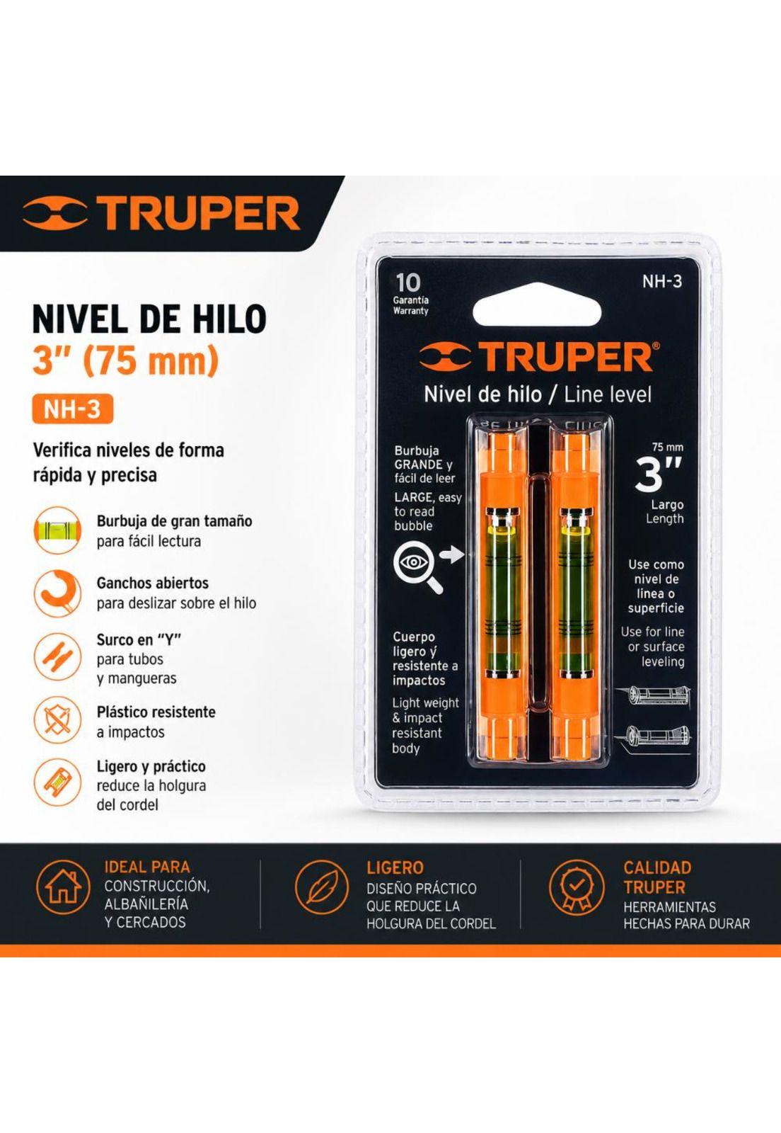 Nivel De Hilo De 3 75mm 2und Truper Nh-3-5