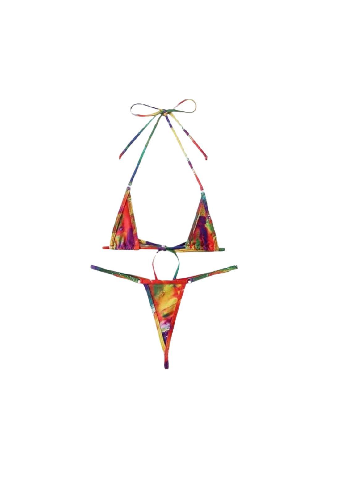 Traje Baño Bikini Micro Triángulo Con Estampado Muy Sexi-0