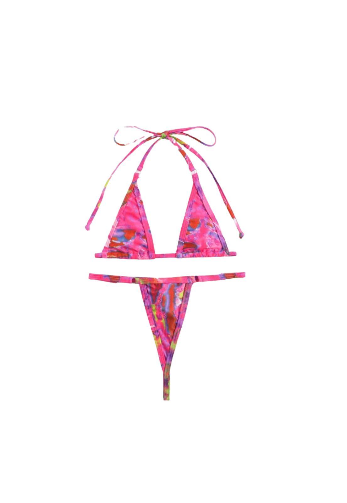 Traje Baño Bikini Micro Triángulo Con Estampado Muy Sexi-2