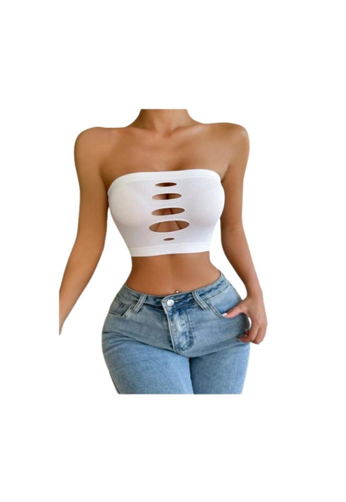 Crop Tops Sujetador con abertura Sexy 2023-0