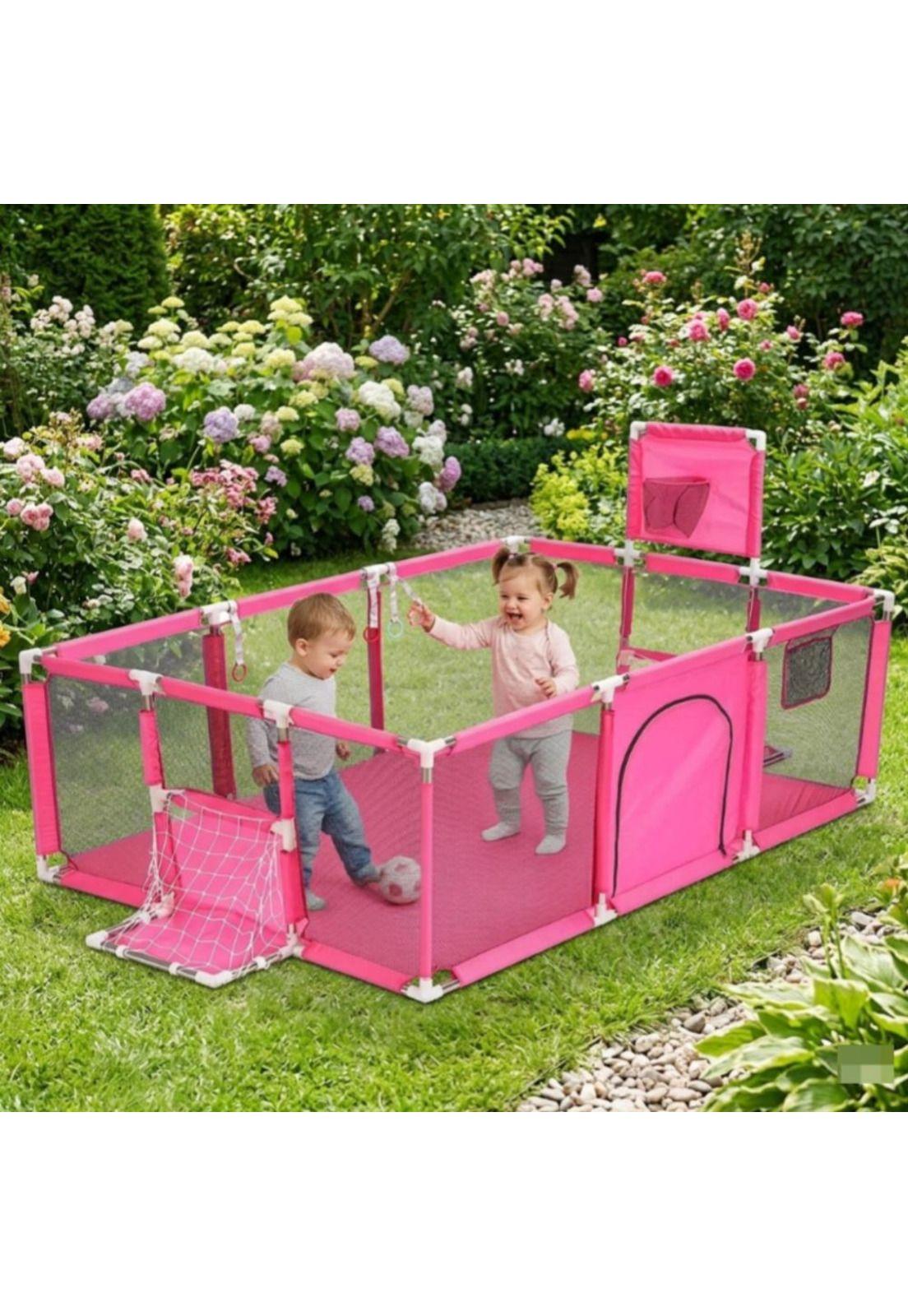 Corral Parque Infantil Bebé Plegable Con Canasta Malla 180cm-2