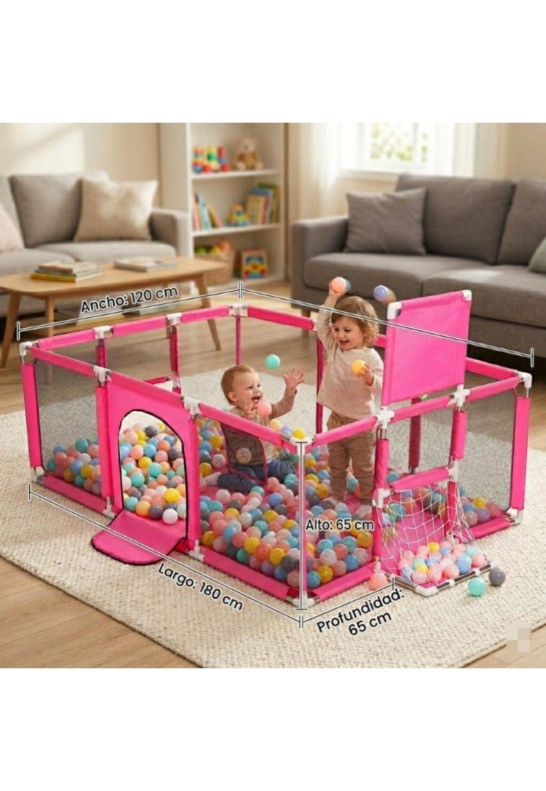 Corral Parque Infantil Bebé Plegable Con Canasta Malla 180cm-4