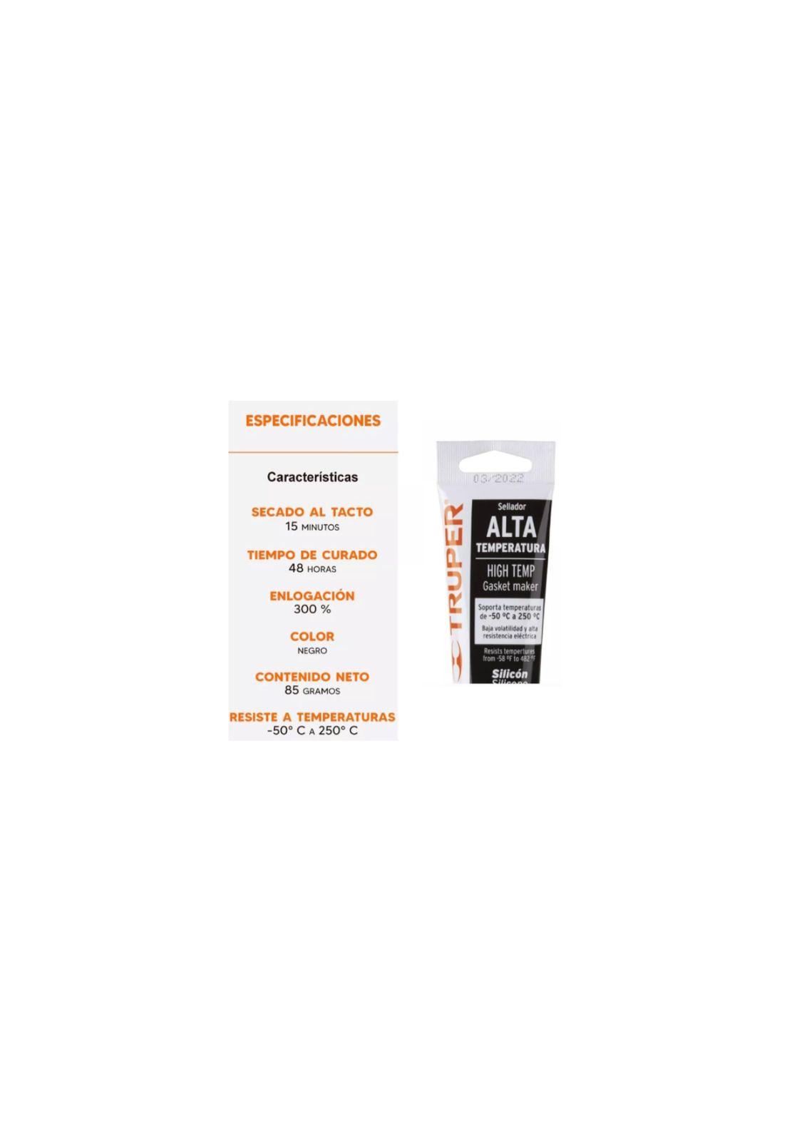 Silicona Sellador Negro Para Altas Temperaturas 85g Truper-2
