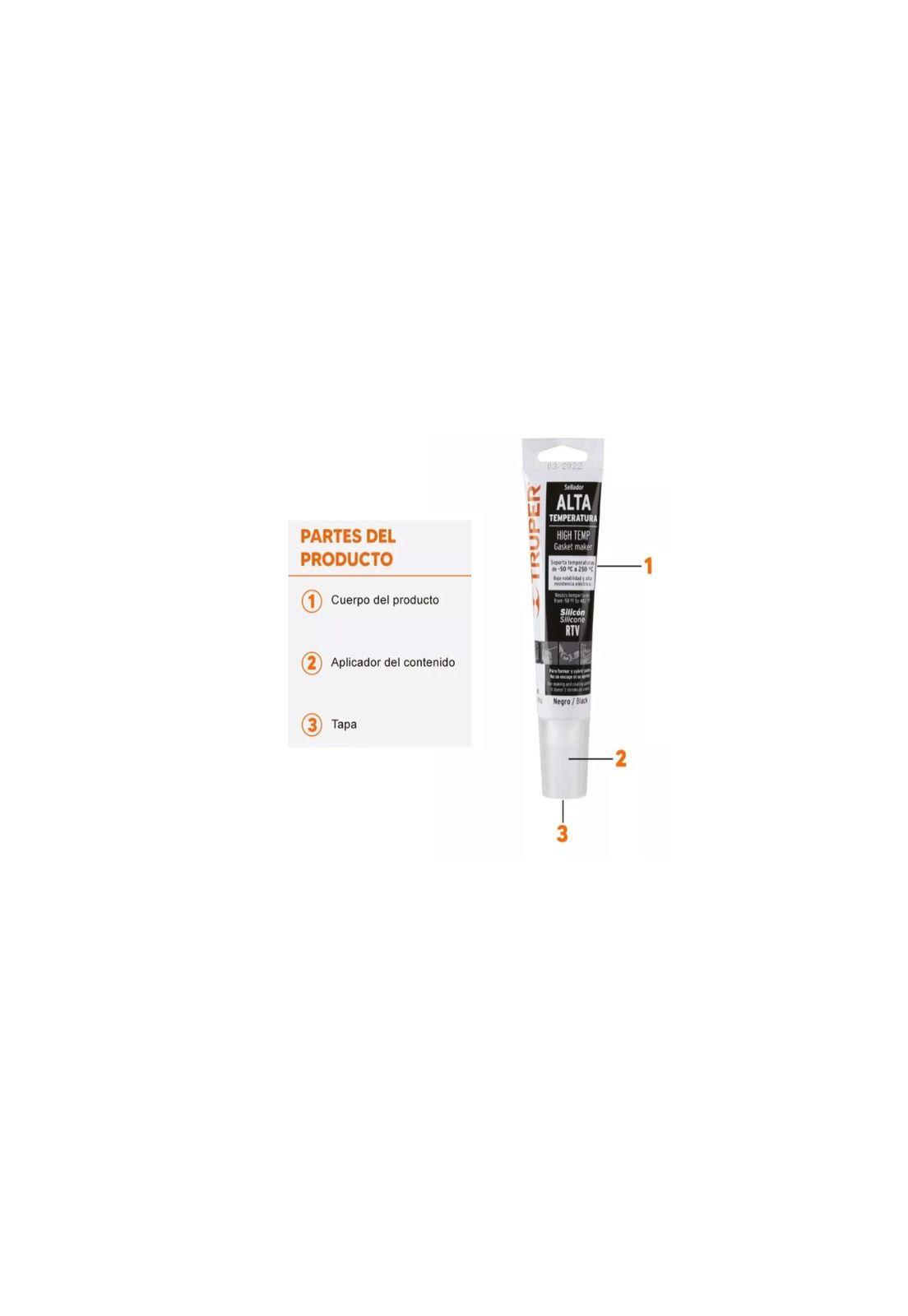 Silicona Sellador Negro Para Altas Temperaturas 85g Truper-3