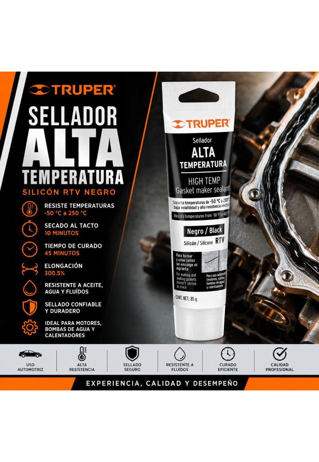 Silicona Sellador Negro Para Altas Temperaturas 85g Truper-3