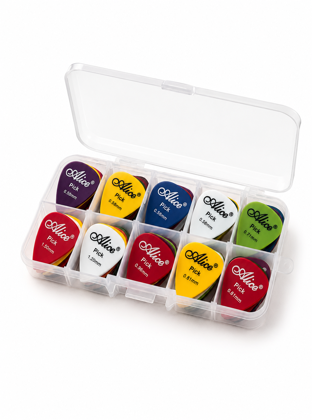 Set 50 Uñetas Guitarra  Multicolor con Organizador  Plástico-2