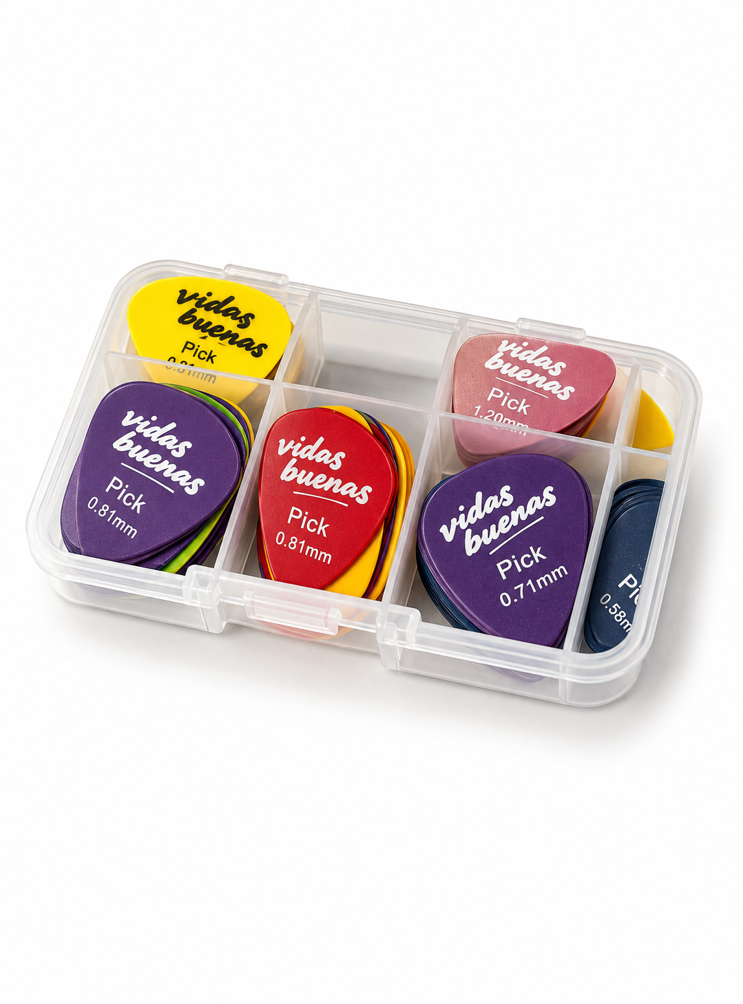 Set 50 Uñetas Guitarra  Multicolor con Organizador  Plástico-3