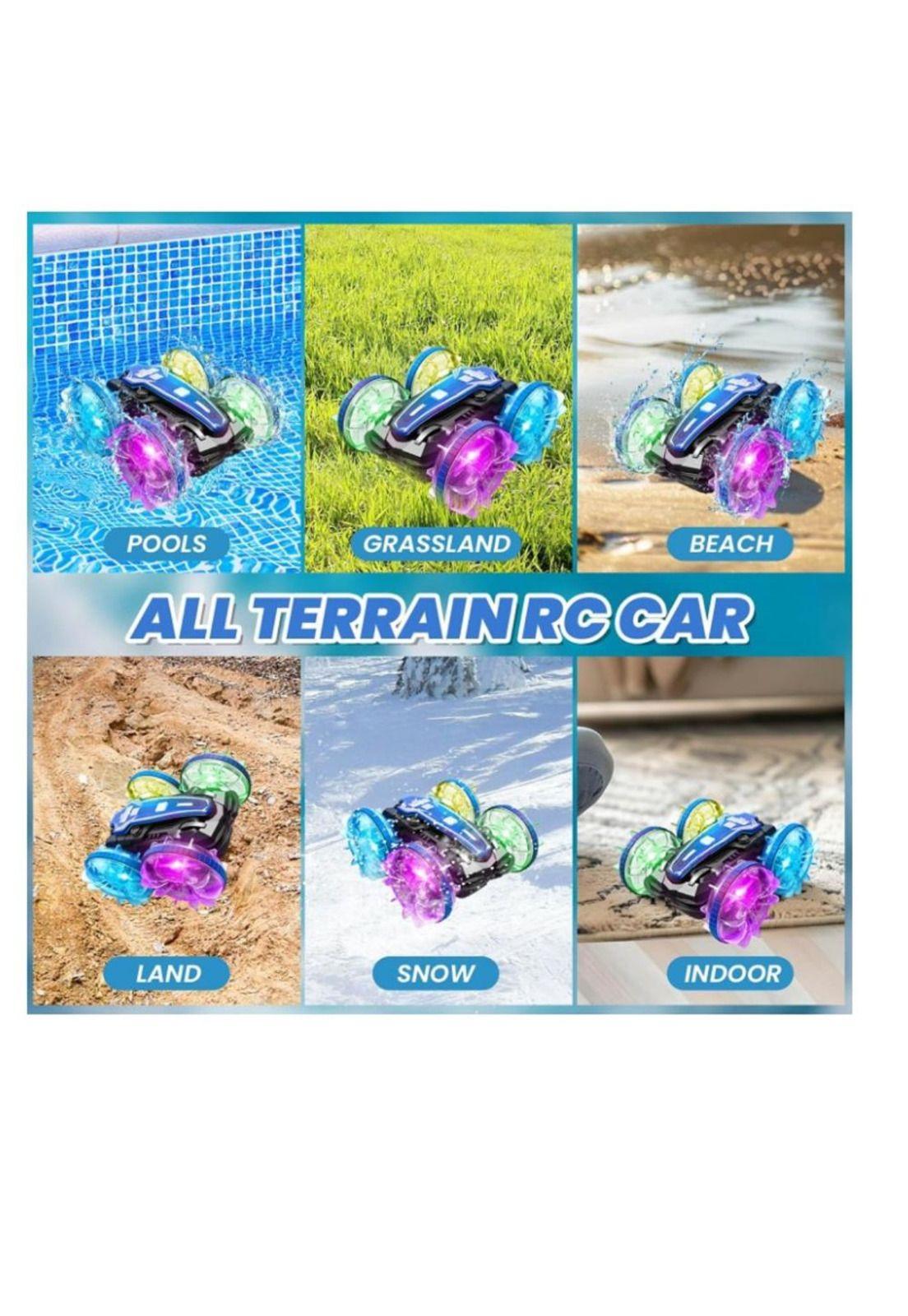 Auto Coche a Control Remoto Anfibio y Tierra Todoterreno LED-3