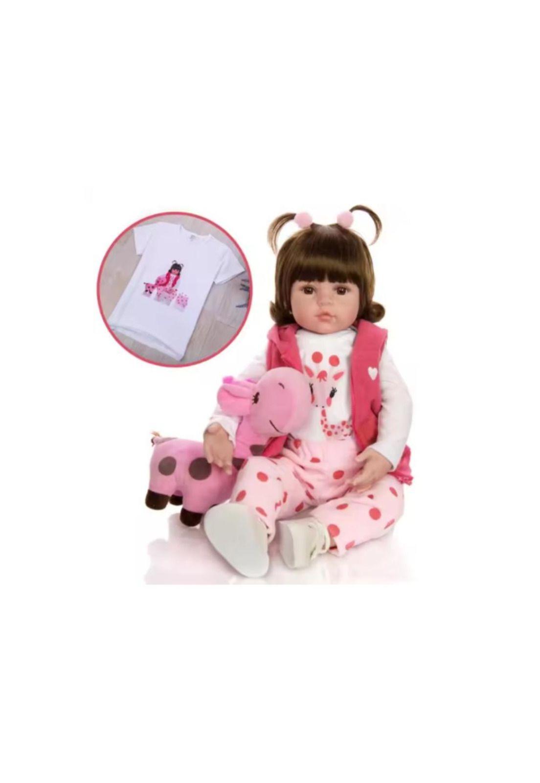 Bebe Muñeca Realista Silicona Reborn con accesorios Juguete (Muñecas:Muñeca Jirafa)-4