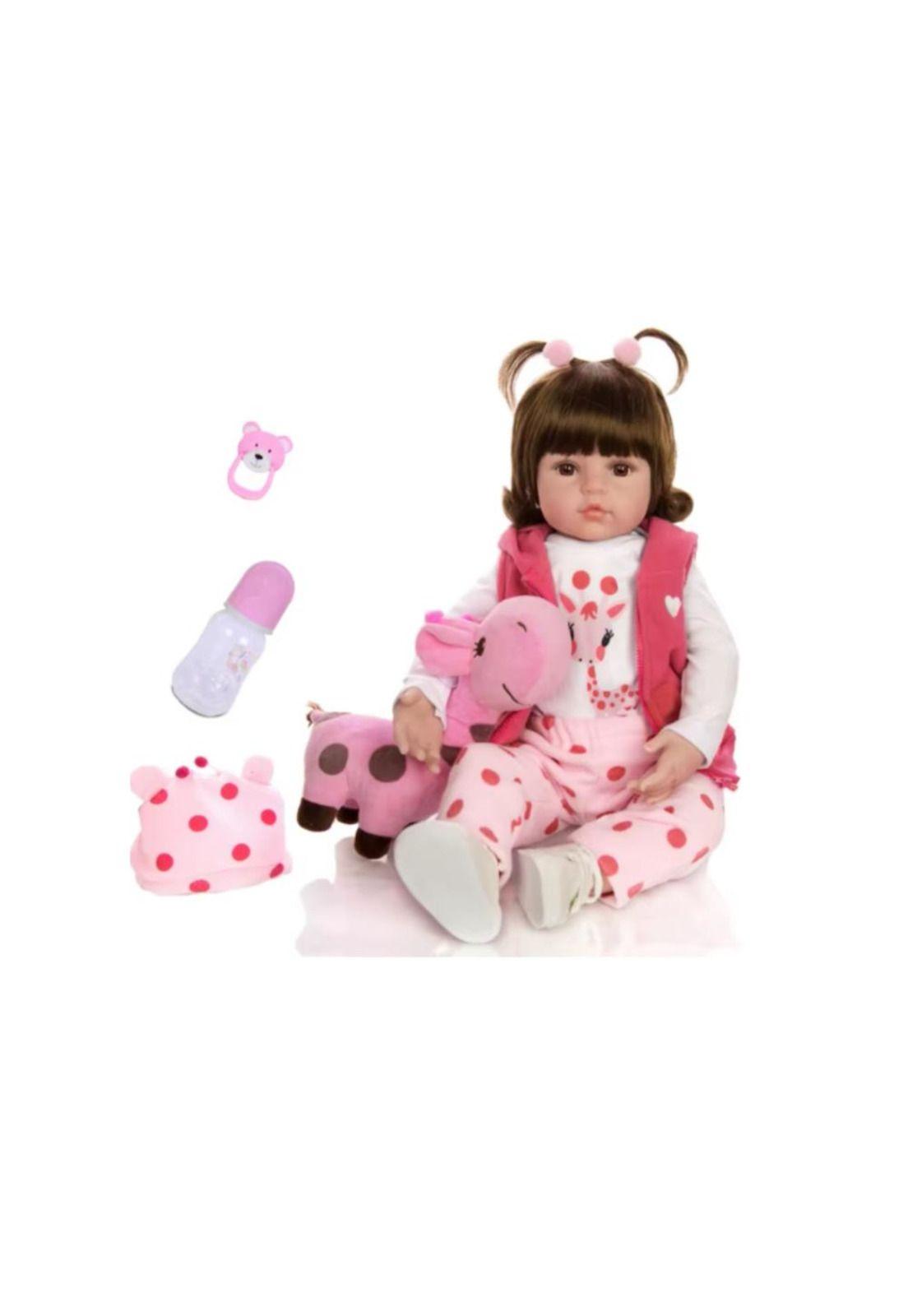 Bebe Muñeca Realista Silicona Reborn con accesorios Juguete (Muñecas:Muñeca Jirafa)-2